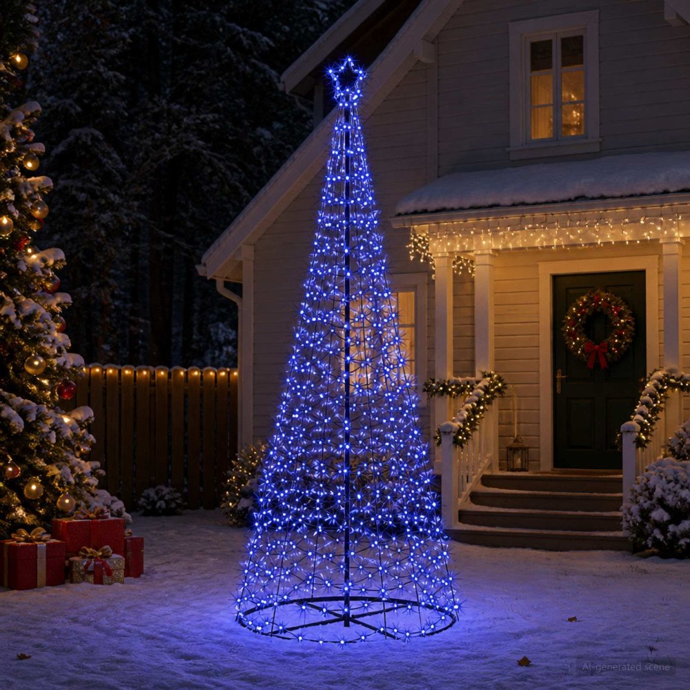 vidaXL LED-spiraljulgran med fot EKENAS 250 cm 370 LED-lampor Blå