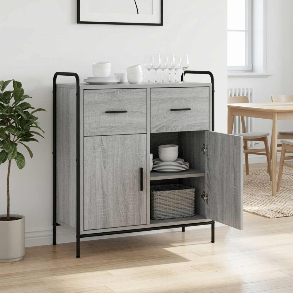 vidaXL Sideboard Grå Sonoma 97 x 33 x 81 cm Konstruerat trä
