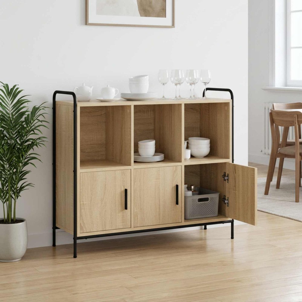 vidaXL Sideboard Sonoma-ek 97 x 33 x 81 cm Konstruerat trä