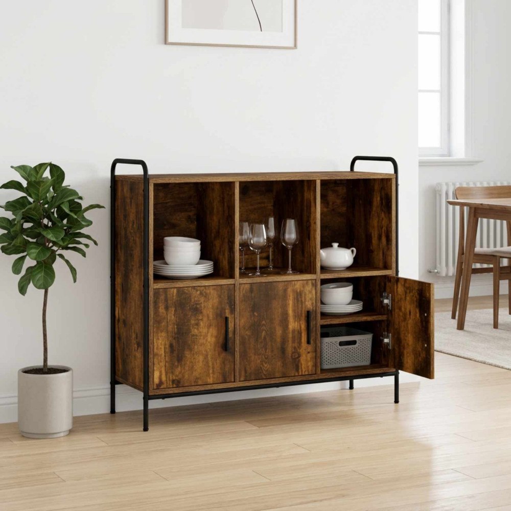 vidaXL Sideboard Rökt ek 97 x 33 x 81 cm Konstruerat trä