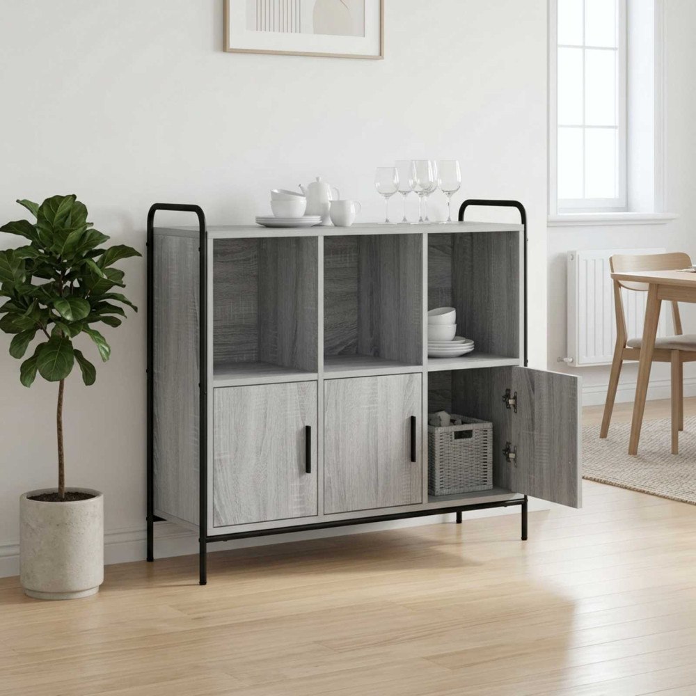 vidaXL Sideboard Grå Sonoma 97 x 33 x 81 cm Konstruerat trä