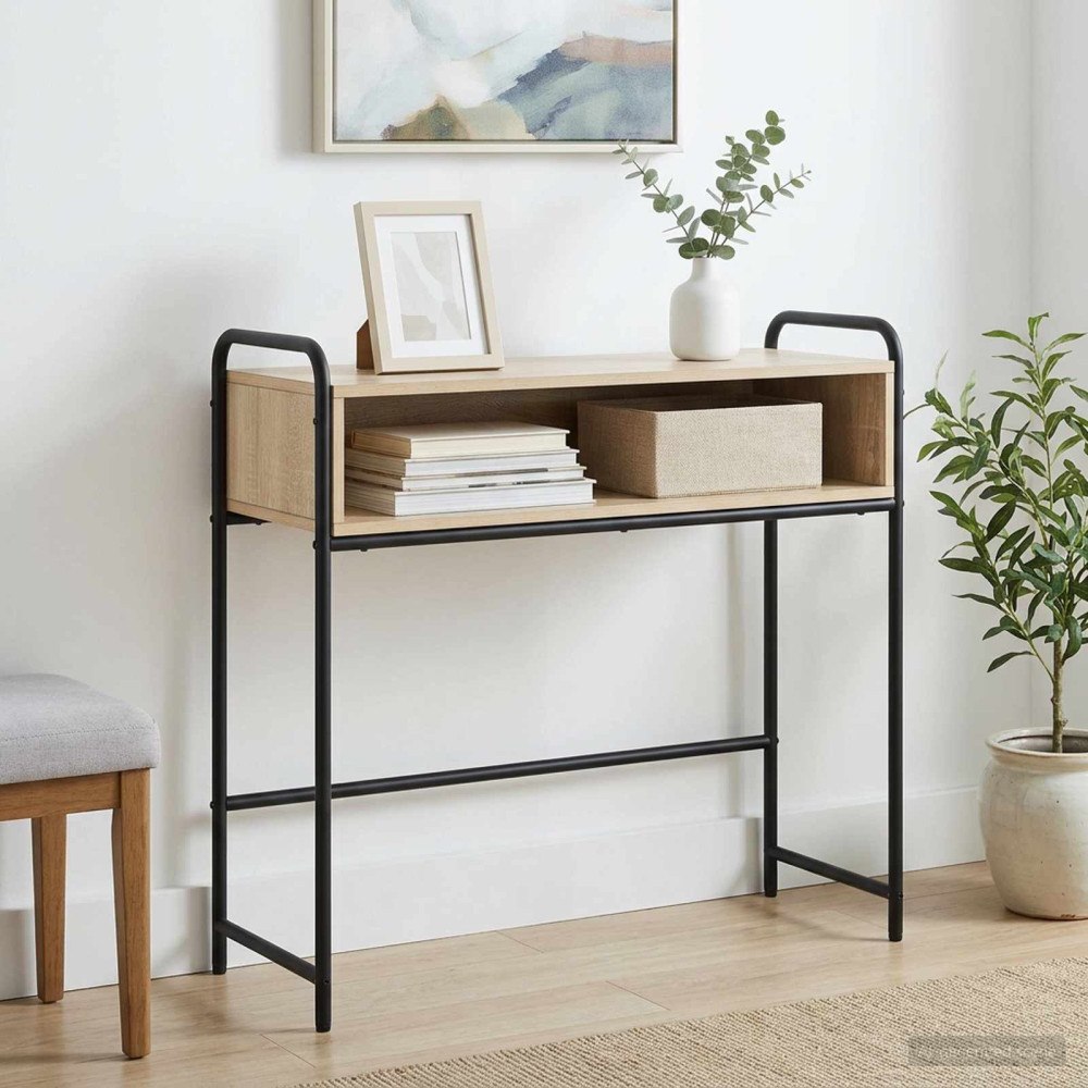 vidaXL Konsolbord Sonoma-ek 90 x 33 x 80,5 cm Konstruerat trä