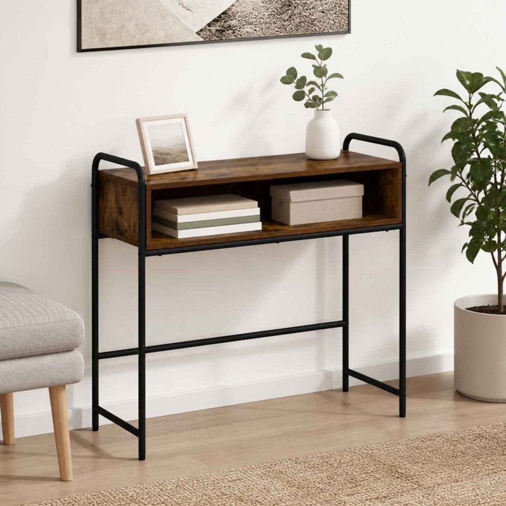 vidaXL Konsolbord Rökt ek 90 x 33 x 80,5 cm Konstruerat trä