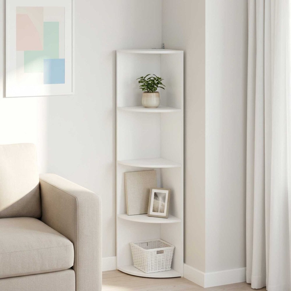 vidaXL Hörnhylla 4 nivåer 31,5 x 31 x 130 cm Konstruerat trä Vit