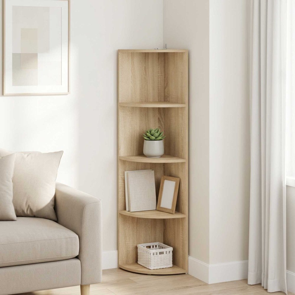 vidaXL Hörnhylla 4 nivåer 31,5 x 31 x 130 cm Konstruerat trä Sonoma-ek