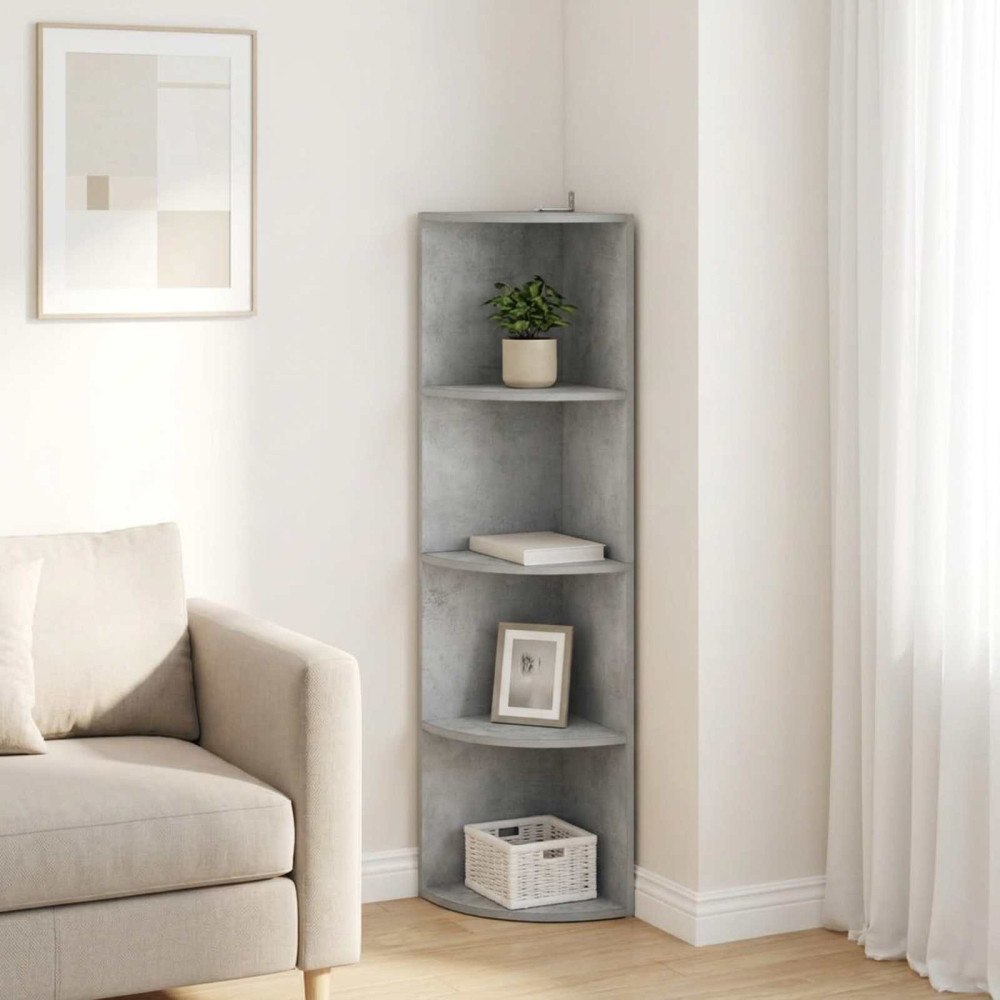 vidaXL Hörnhylla 4 nivåer 31,5 x 31 x 130 cm Konstruerat trä Betonggrå