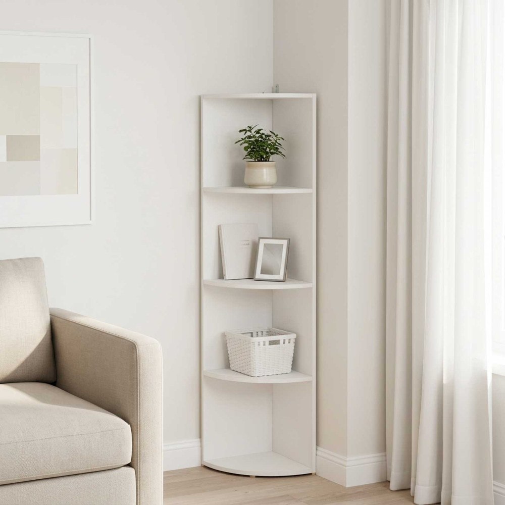 vidaXL Hörnhylla 4 nivåer 41,5 x 41,5 x 143 cm Konstruerat trä Vit
