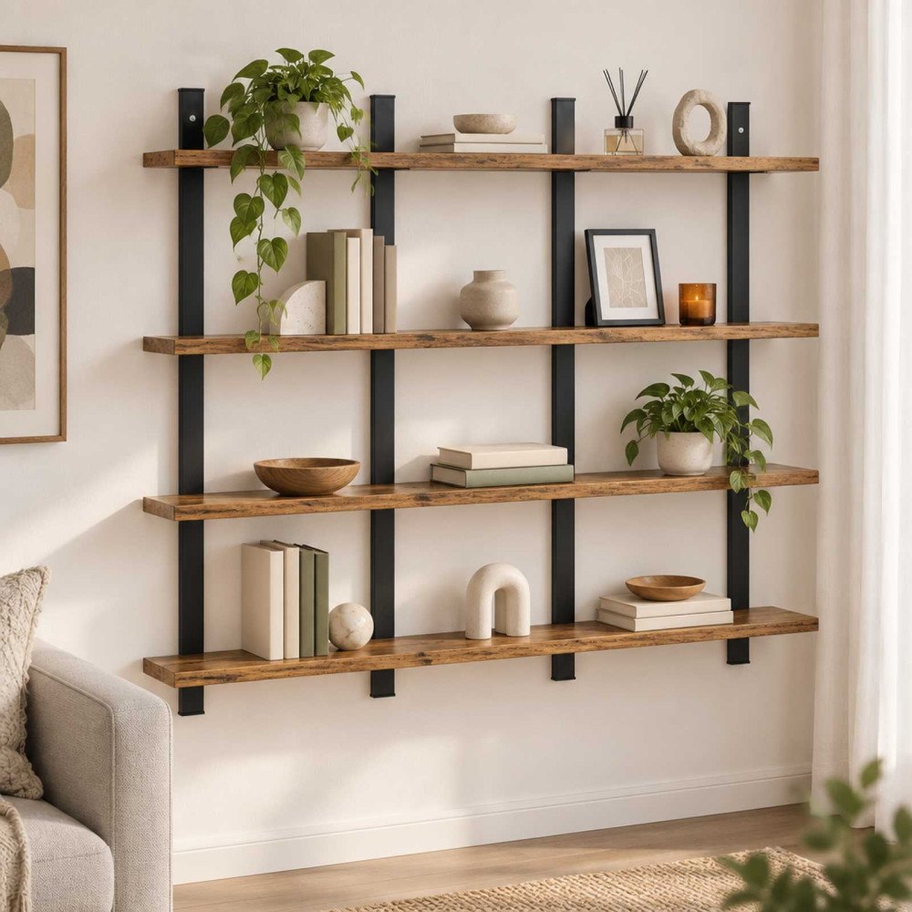 vidaXL Vägg hylla Gammalt trä 102 x 13,5 x 80 cm Konstruerat trä