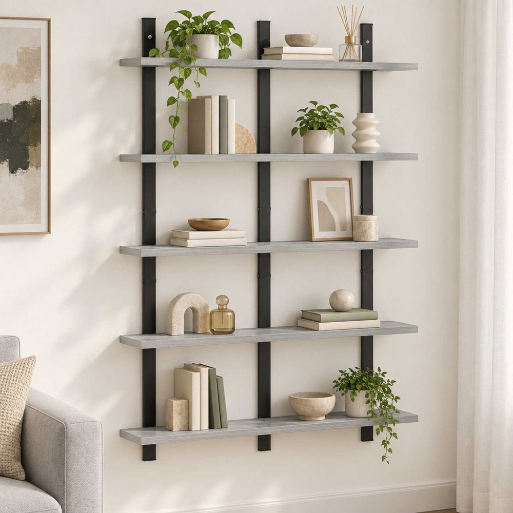 vidaXL Vägg hylla Grå Sonoma 79,5 x 13,5 x 102 cm Konstruerat trä