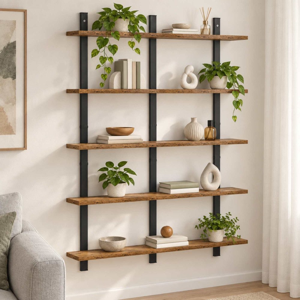 vidaXL Vägg hylla Gammalt trä 79,5 x 13,5 x 102 cm Konstruerat trä