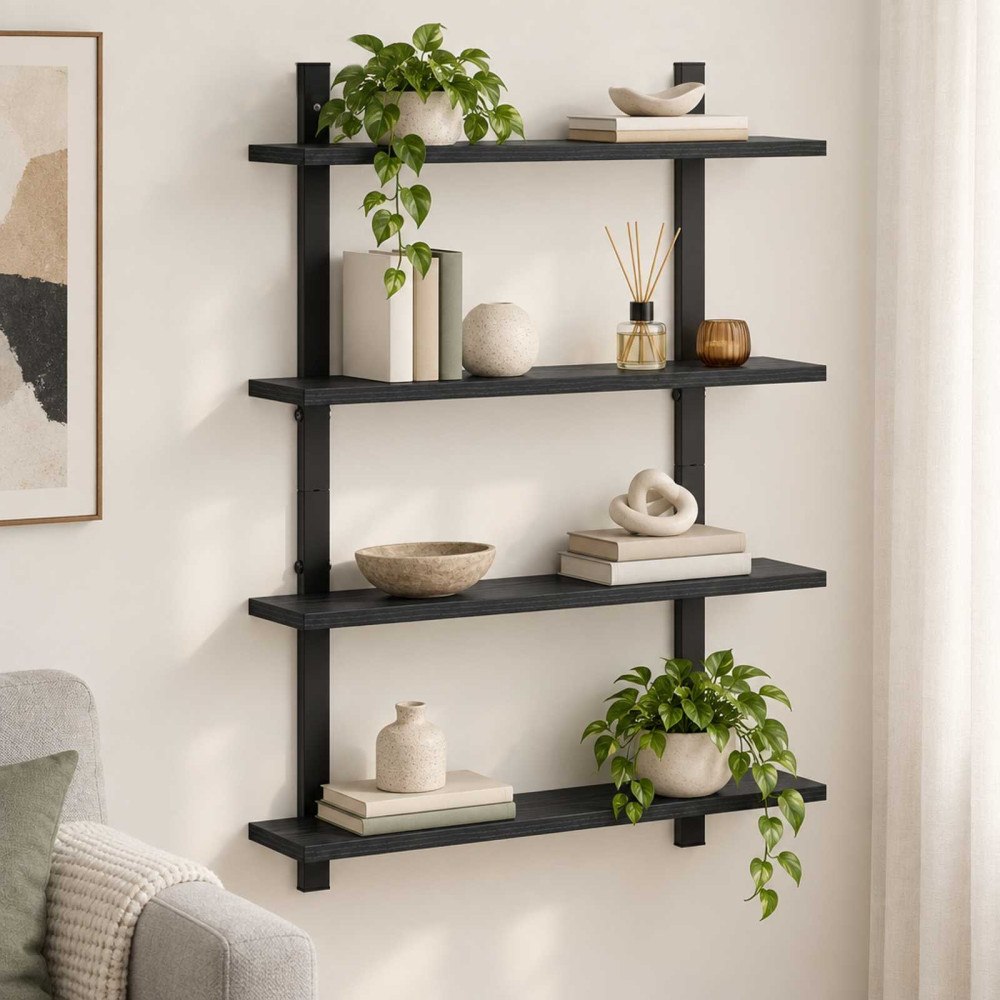 vidaXL Vägg hylla Svart ek 60.5 x 13.5 x 80.5 cm Konstruerat trä