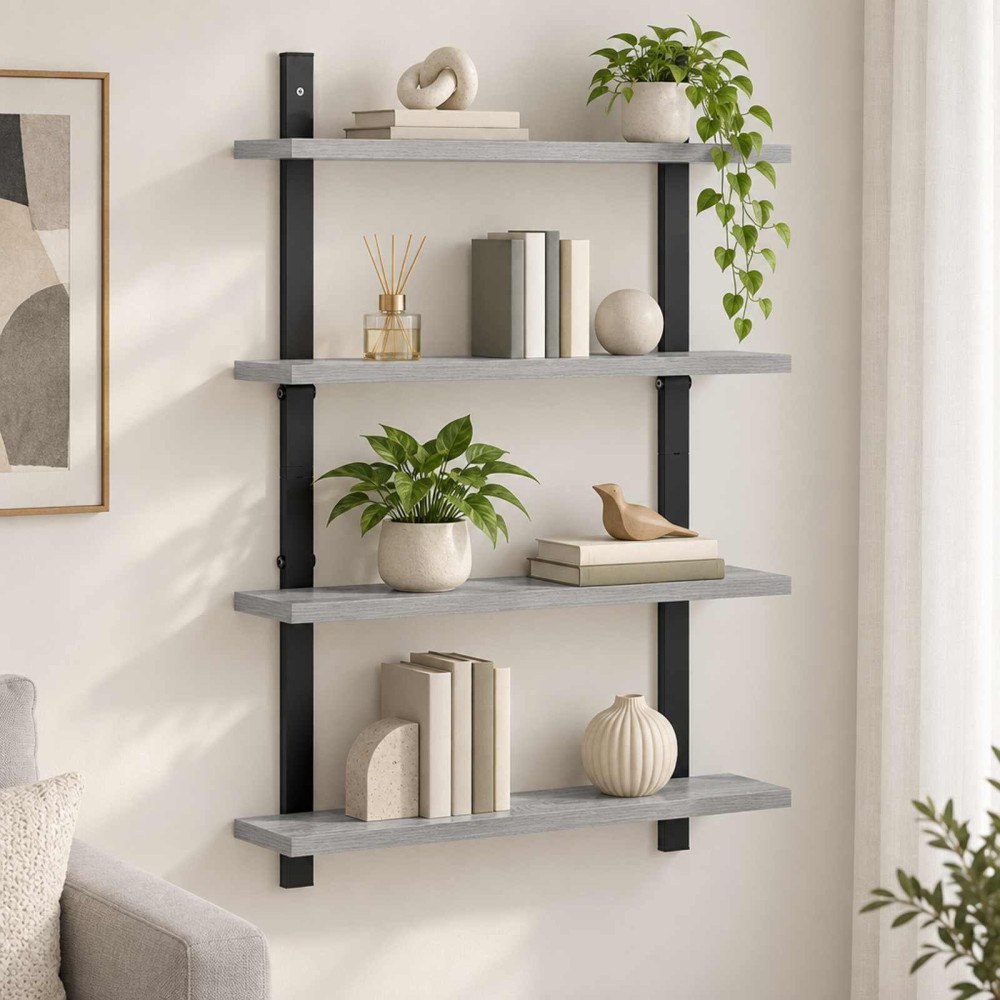 vidaXL Vägg hylla Grå Sonoma 60.5 x 13.5 x 80.5 cm Konstruerat trä