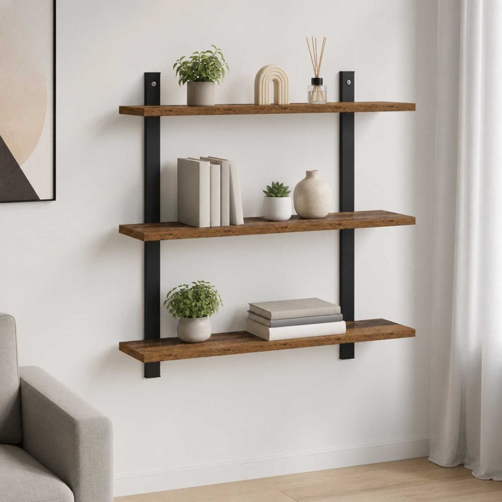 vidaXL Vägg hylla Rökt ek 60.5 x 13.5 x 58.5 cm Konstruerat trä