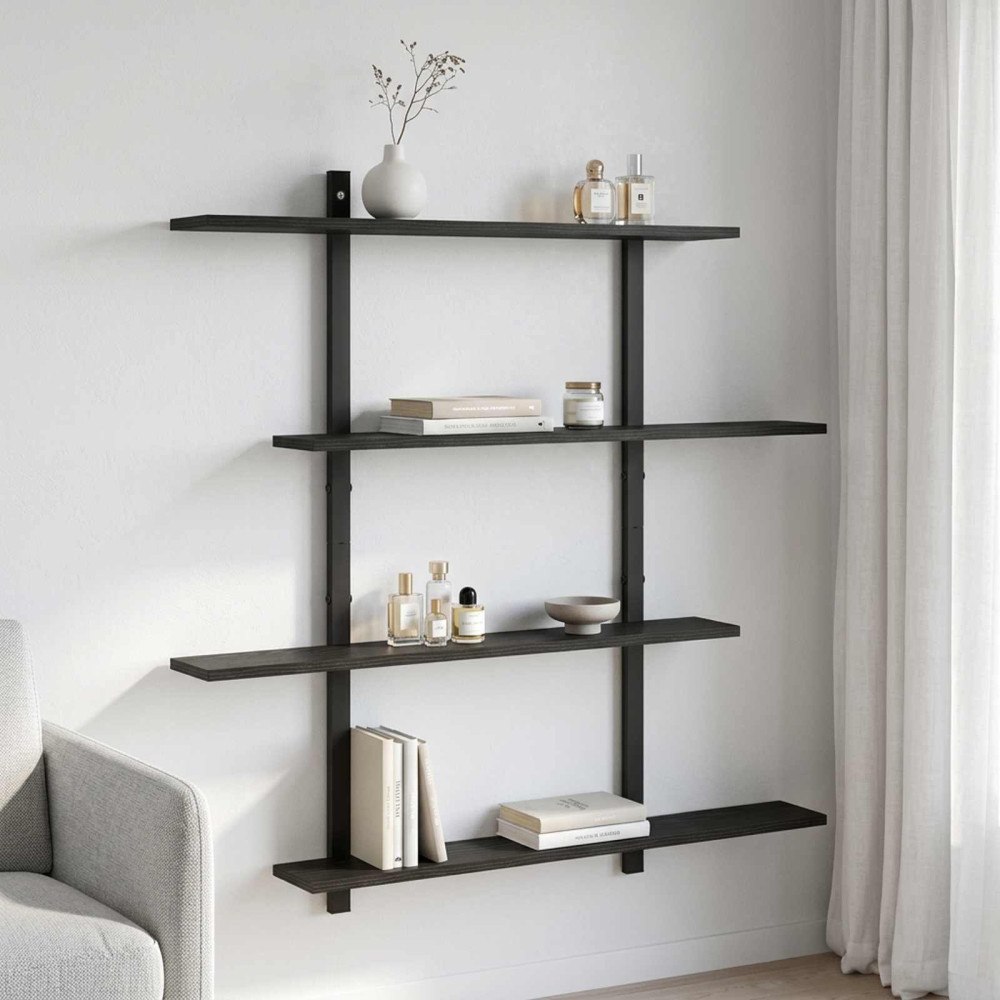 vidaXL Vägghylla Svart ek 100 x 13,5 x 101 cm Konstruerat trä