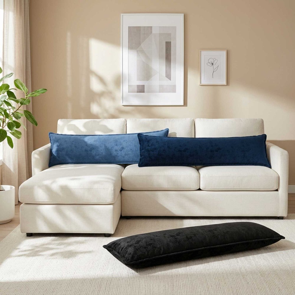 vidaXL Kuddöverdrag 2 st HOUTEN Mörkblå 40 x 145 cm Flanell