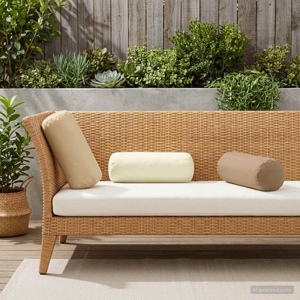 vidaXL Kasta Kudde 2 st HEERLEN Beige Diam. 15 x 40 cm Polyester