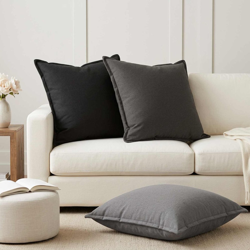 vidaXL Kasta Kudde 2 st HOUTEN Ljusgrå 80 x 80 cm Faux Linne
