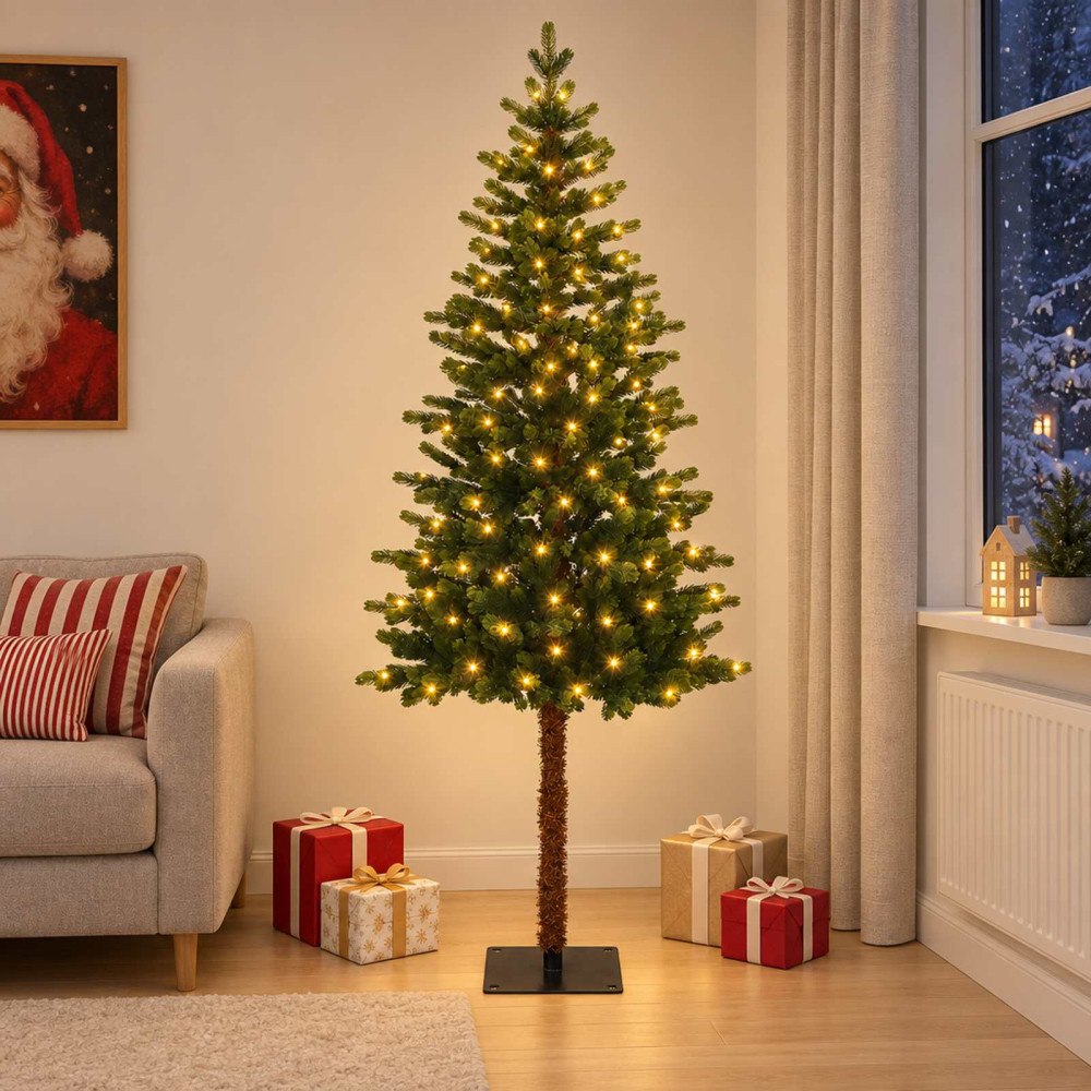 vidaXL Plast Hingad Julgran 150 cm 150 LED-lampor Varmvit