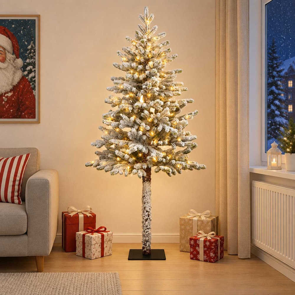 vidaXL Plast Hingad Julgran 120 cm 150 LED-lampor Varmvit