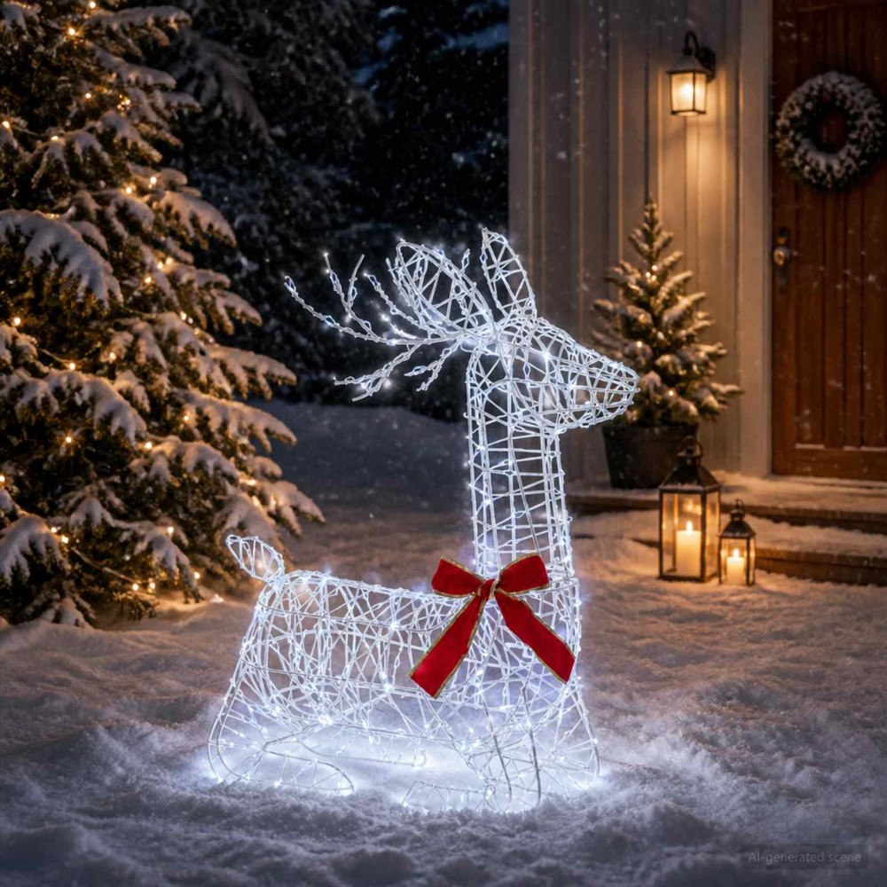 vidaXL 3D Julren LOVIISA 280 LED-lampor Kallvit 55 x 22 x 63 cm