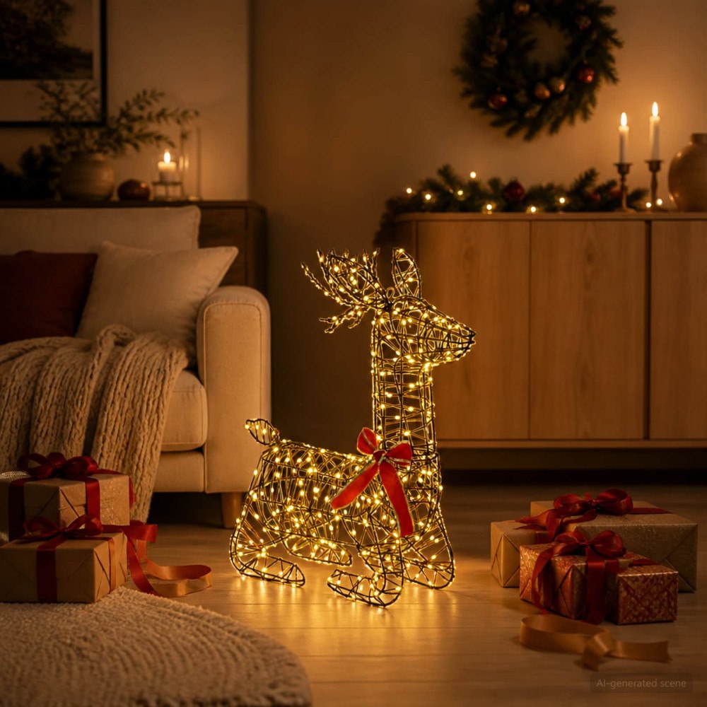 vidaXL 3D Julren LOVIISA 280 LED-lampor Varmvit 55 x 22 x 63 cm