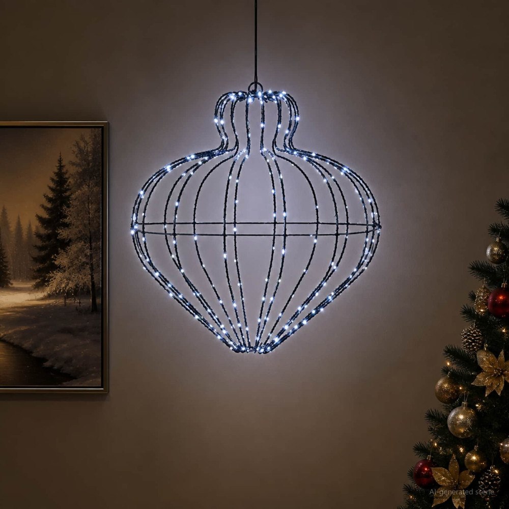 vidaXL Julfinialslampa 192 LED-lampor Kallvit Diam. 40 x 40 cm