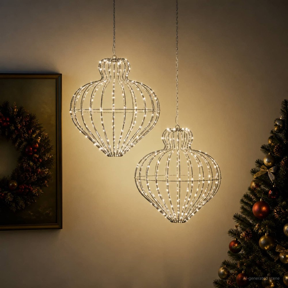 vidaXL Julfinialslampa 2 st 384 LED-lampor Kallvit Diam. 40 x 40 cm