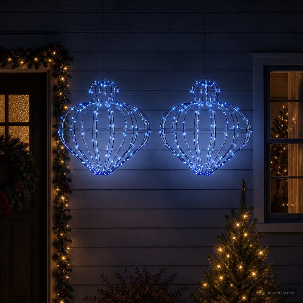 vidaXL Julfinialslampa 2 st 384 LED-lampor Blå Diam. 40 x 40 cm