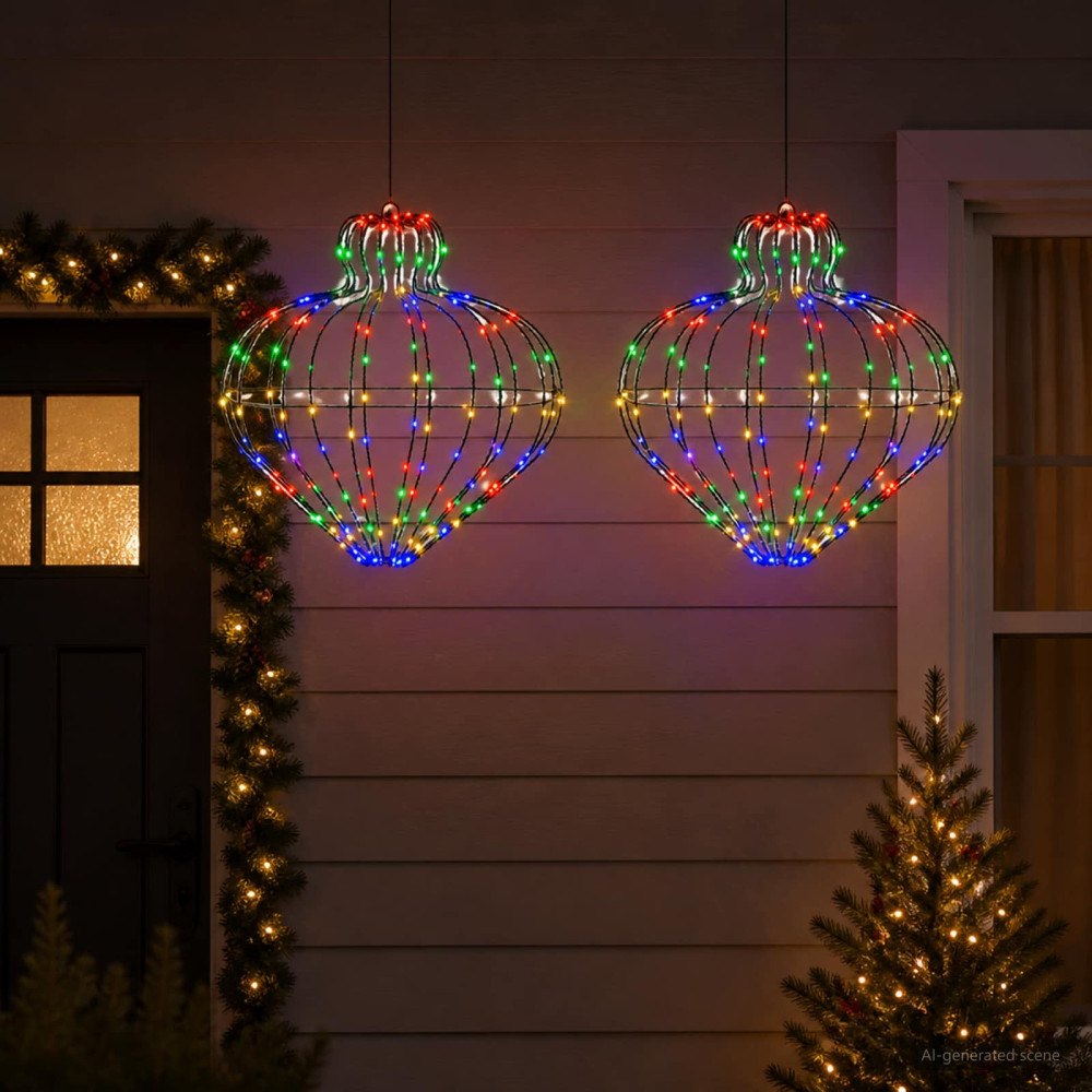 vidaXL Julfinialslampa 2 st 384 LED-lampor Mångfärgad Diam. 40 x 40 cm