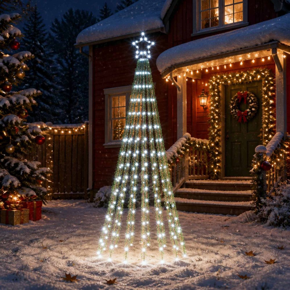vidaXL LED Julgran EKENAS 180 cm 255 LED-lampor Kallvit Stål Svart