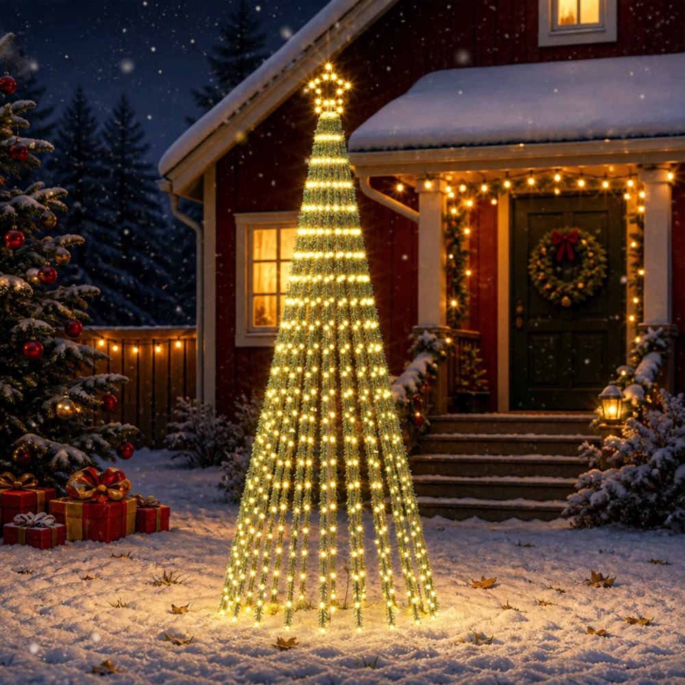 vidaXL LED Julgran EKENAS 250 cm 475 LED-lampor Varmvit Stål Svart