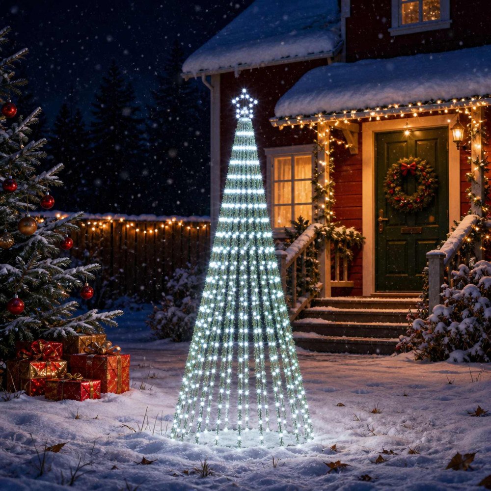 vidaXL LED Julgran EKENAS 250 cm 475 LED-lampor Kallvit Stål Svart