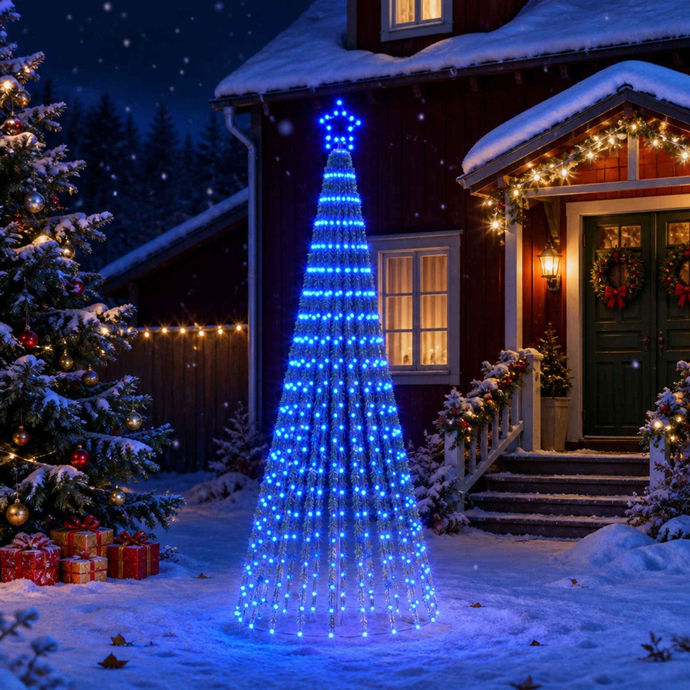 vidaXL LED Julgran EKENAS 250 cm 475 LED-lampor Blå Stål Svart