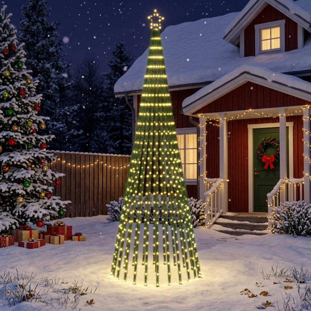 vidaXL LED Julgran EKENAS 300 cm 668 LED-lampor Varmvit Stål Svart