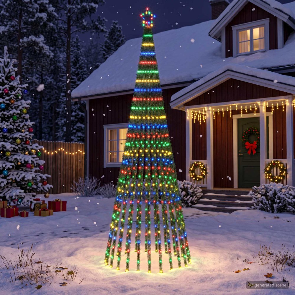 vidaXL LED Julgran EKENAS 300 cm 668 LED-lampor Mångfärgad Stål Svart