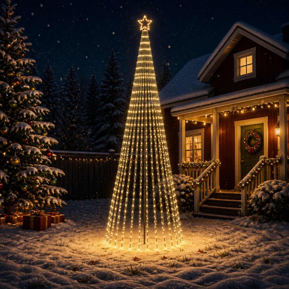 vidaXL LED Julgran EKENAS 400 cm 1028 LED-lampor Varmvit Stål Svart
