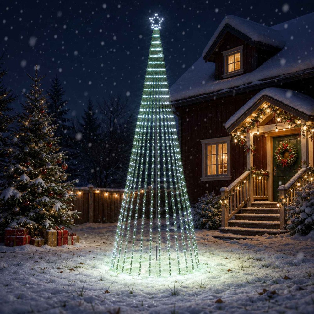vidaXL LED Julgran EKENAS 400 cm 1028 LED-lampor Kallvit Stål Svart