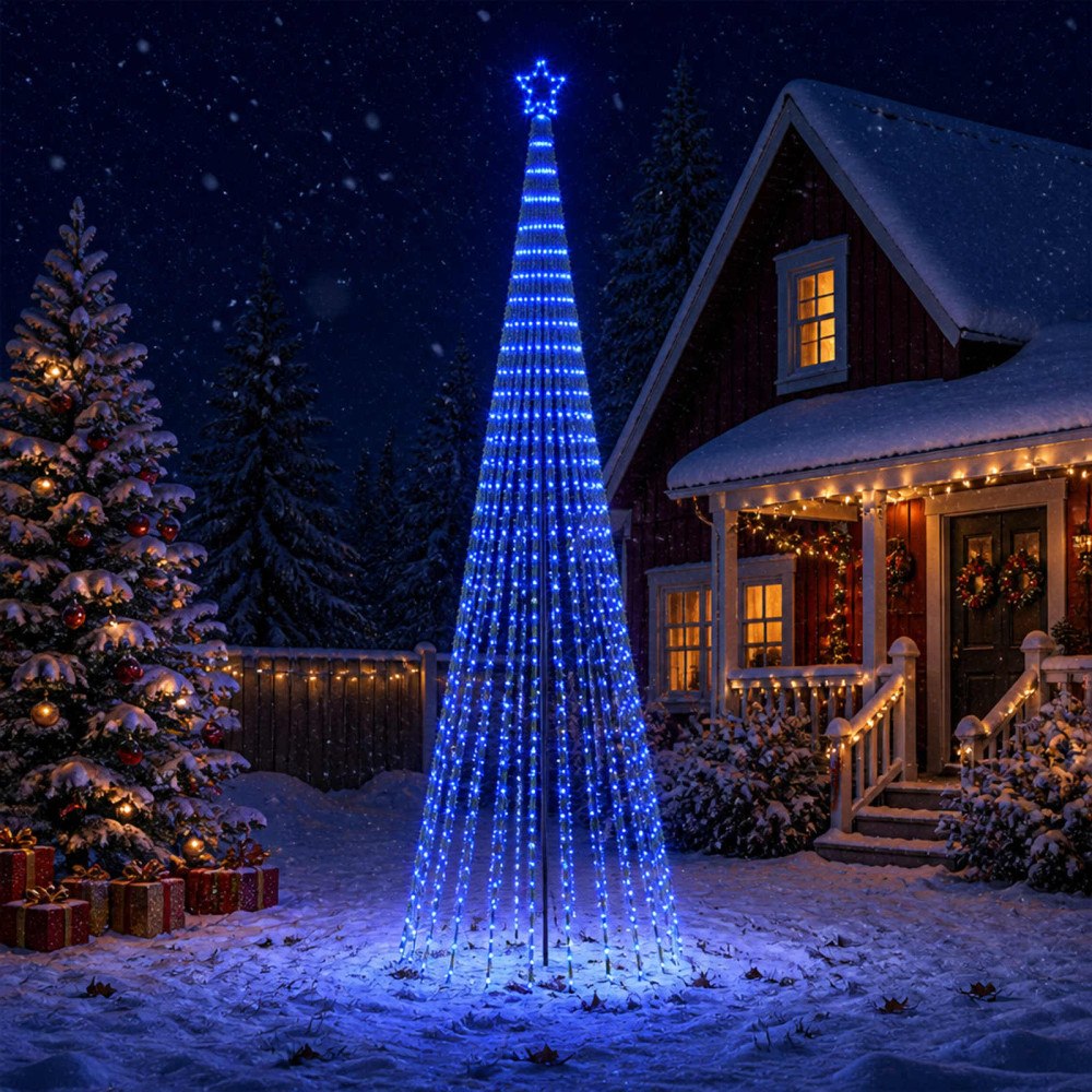 vidaXL LED Julgran EKENAS 400 cm 1028 LED-lampor Blå Stål Svart