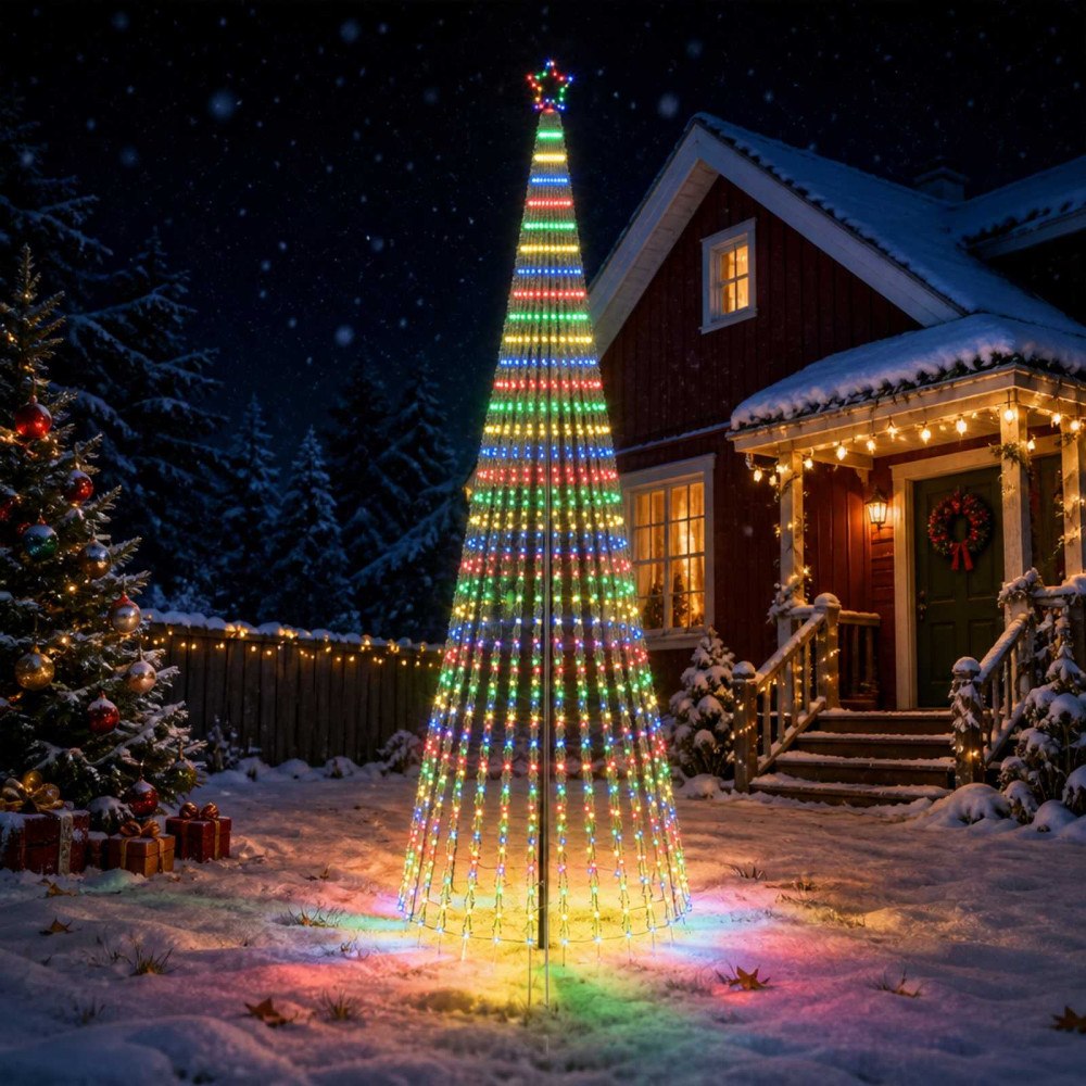vidaXL LED Julgran EKENAS 400 cm 1028 LED-lampor Mångfärgad Stål Svart