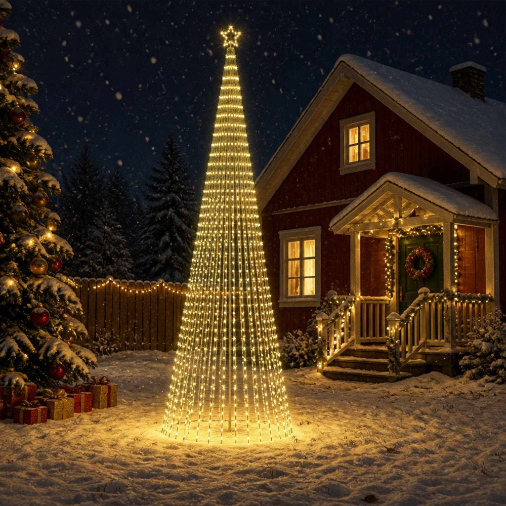 vidaXL LED Julgran EKENAS 500 cm 1524 LED-lampor Varmvit Stål Svart