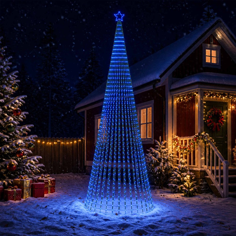 vidaXL LED Julgran EKENAS 500 cm 1524 LED-lampor Blå Stål Svart