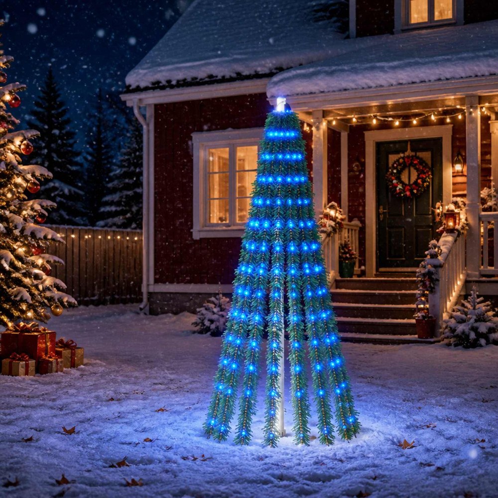 vidaXL LED Julgran EKENAS 150 cm 240 LED-lampor Blå Stål Grön