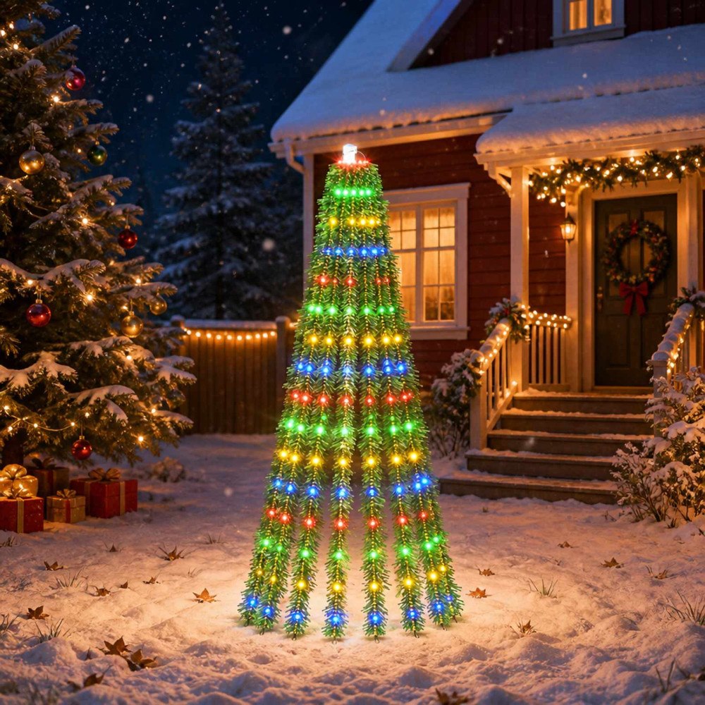 vidaXL LED Julgran EKENAS 150 cm 240 LED-lampor Mångfärgad Stål Grön