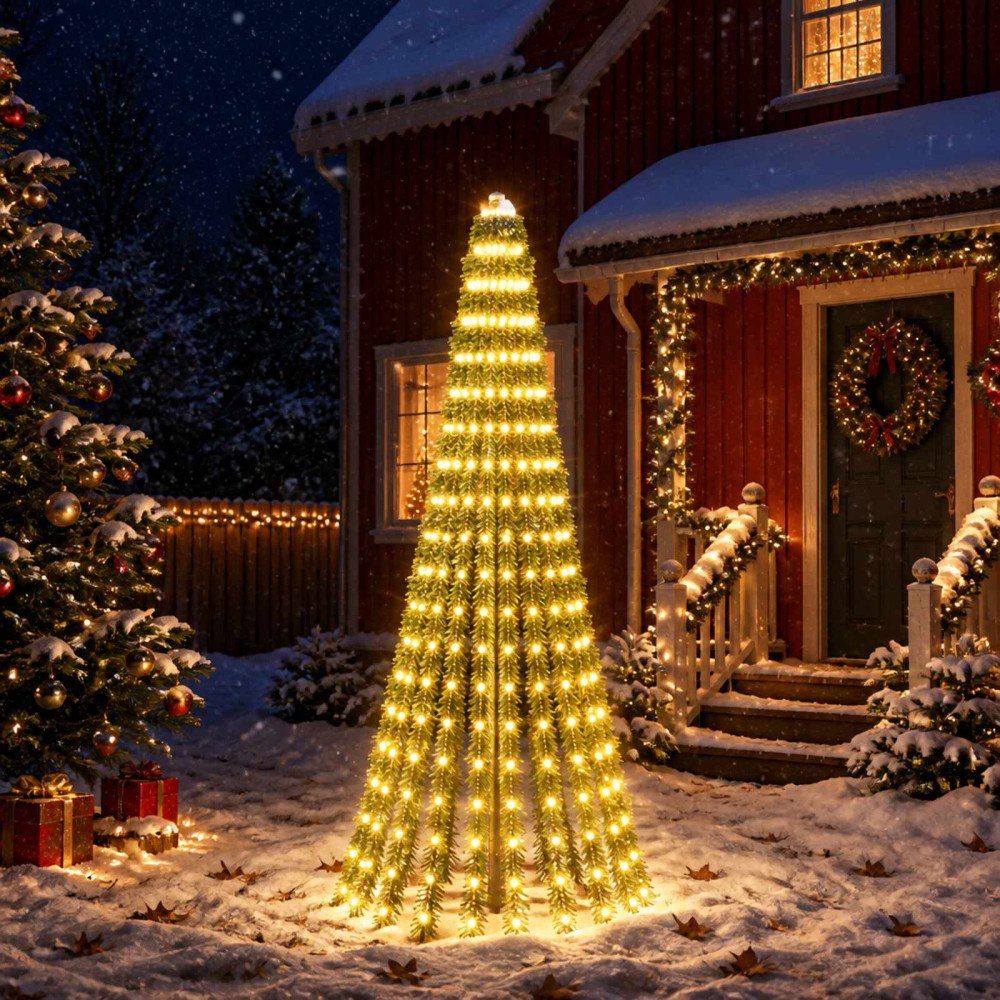vidaXL LED Julgran EKENAS 220 cm 460 LED-lampor Varmvit Stål Grön