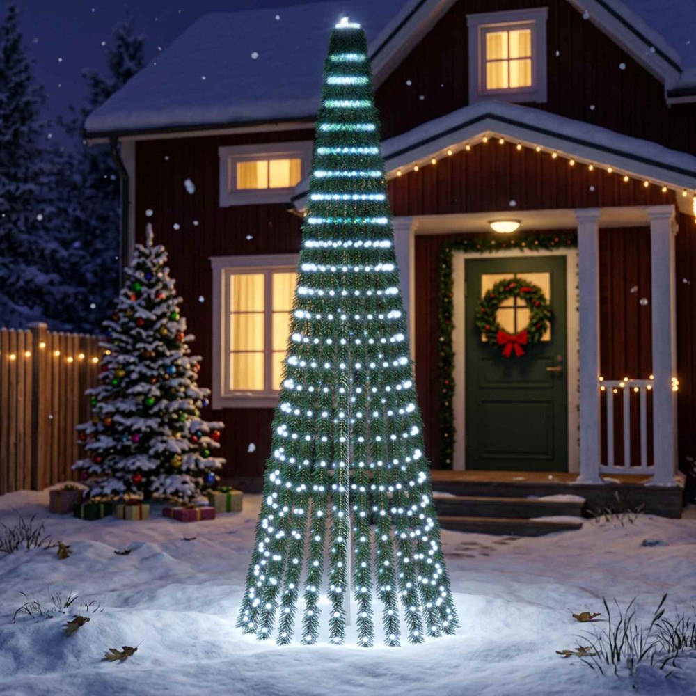 vidaXL LED Julgran EKENAS 270 cm 648 LED-lampor Kallvit Stål Grön