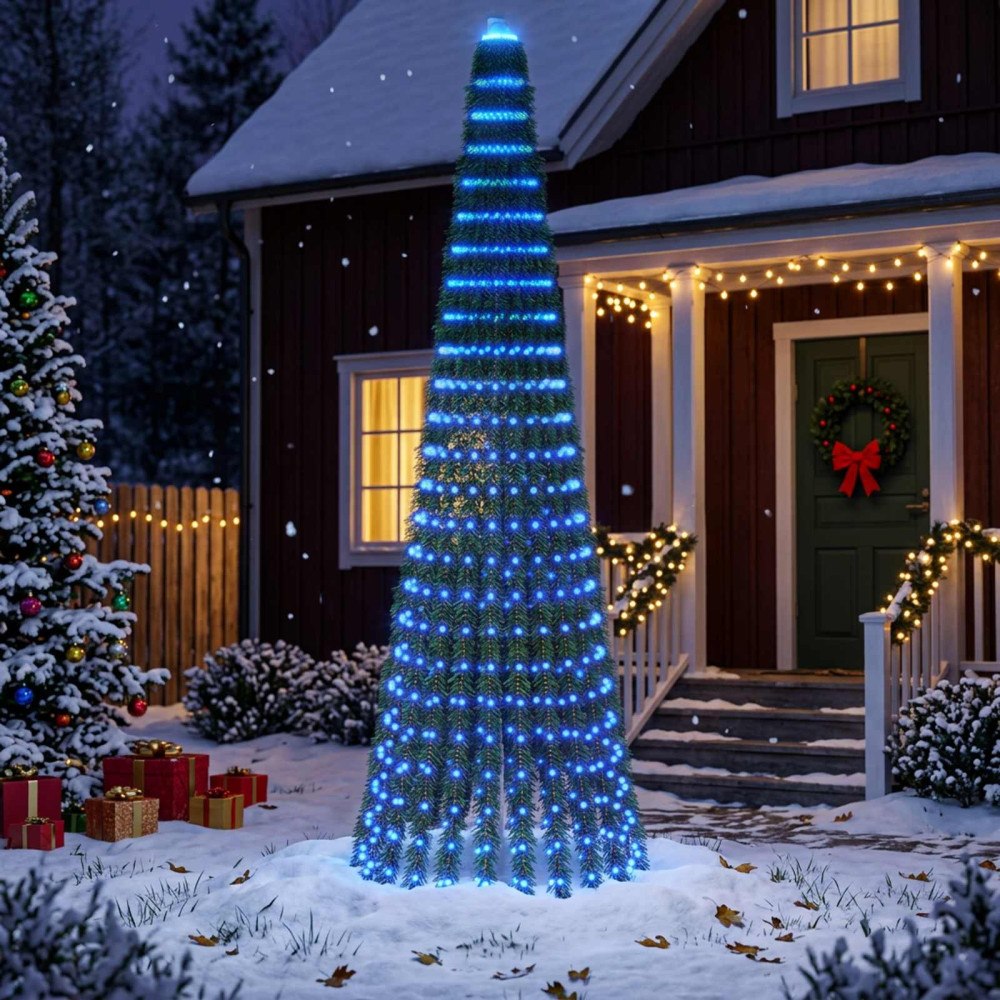 vidaXL LED Julgran EKENAS 270 cm 648 LED-lampor Blå Stål Grön