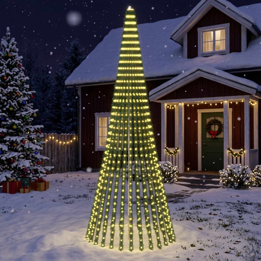 vidaXL LED Julgran EKENAS 370 cm 1008 LED-lampor Varmvit Stål Grön