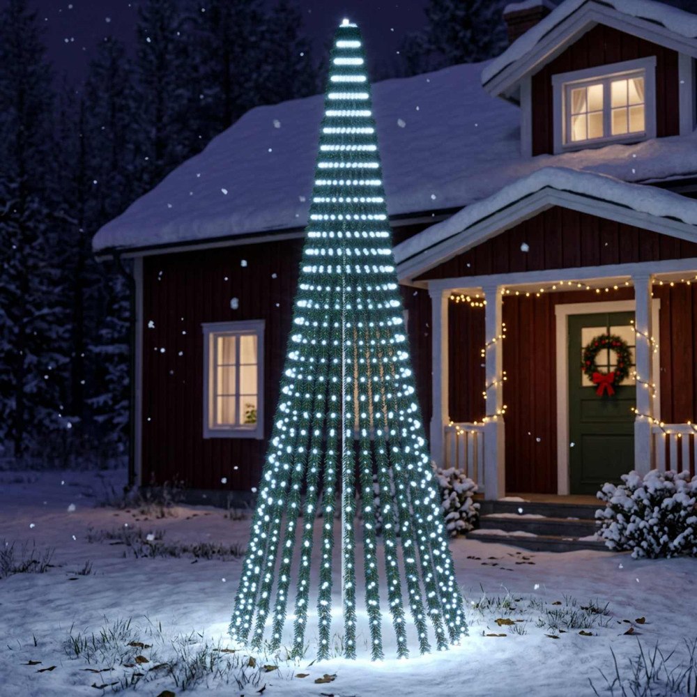 vidaXL LED Julgran EKENAS 370 cm 1008 LED-lampor Kallvit Stål Grön