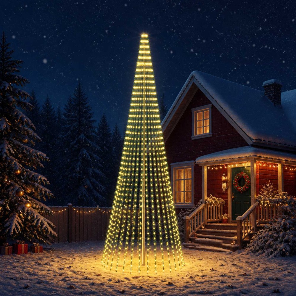 vidaXL LED Julgran EKENAS 470 cm 1504 LED-lampor Varmvit Stål Grön