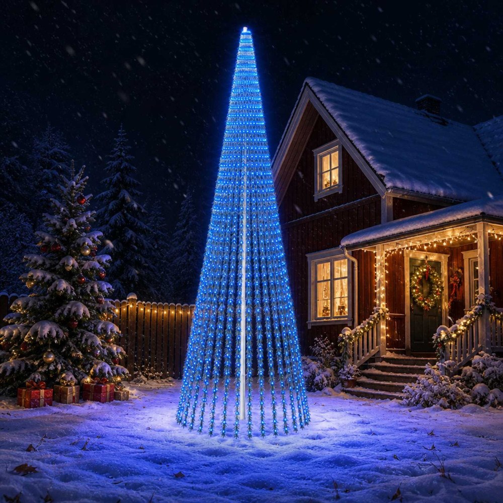 vidaXL LED Julgran EKENAS 470 cm 1504 LED-lampor Blå Stål Grön